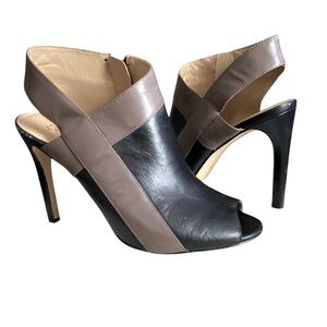 ANN TAYLOR Cara Crisscross Colorblock Leather Peep Toe Slingback Heels Size 9M